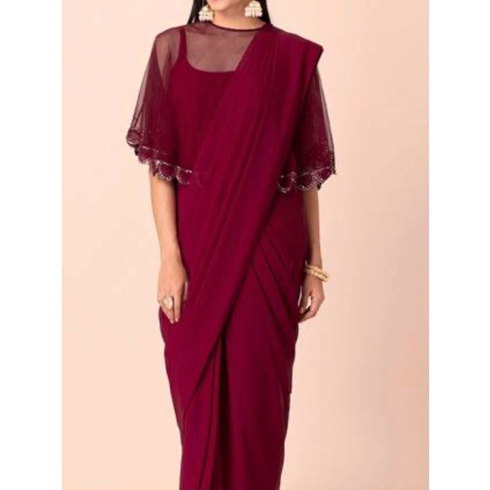 HOUSE OF INDYA CAPE PRE DRAPED SAREE NWT M